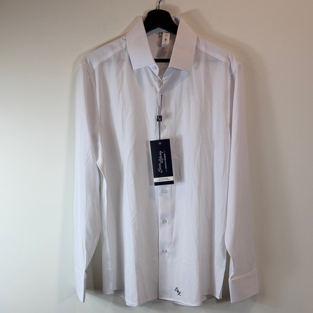 Slim Fit White Dress Shirt with Point Collar